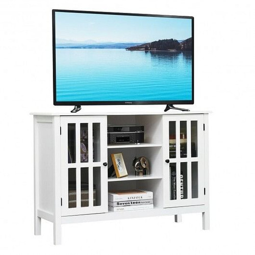 Wooden TV Stand Console Cabinet for 50 Inch TV-White Wooden TV Stand Console Cabinet for 50 Inch TV-White