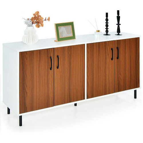 4-Door Kitchen Buffet Sideboard for Dining Room and Kitchen-White