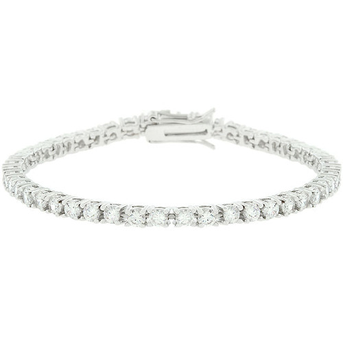 Silvertone Finish Victorian Cubic Zirconia Tennis 8 Inch Bracelet