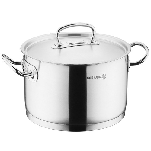 Korkmaz Proline Professional Series 6.2 Liter Stainless Steel Casserole with Lid in Silver