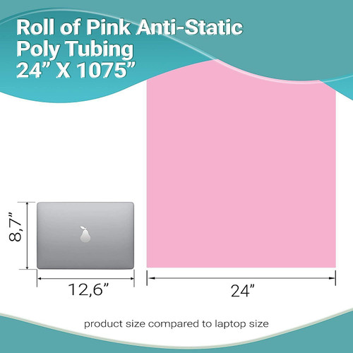 Roll of Pink Anti-Static Poly Tubing 24' X 1075'. Heavy-Duty Poly Tubing 4 mil Thick. Great for Pac