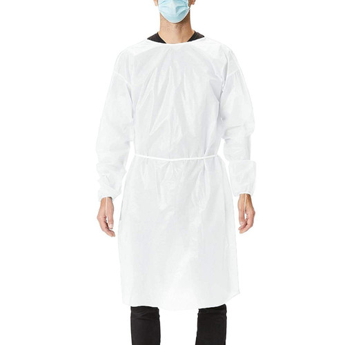 Disposable Isolation Gown XX-Large 48". White Disposable Gown. 50 gsm Microporous Scrub Gown with L