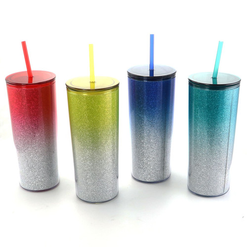Gibson Home Rainbow Blast 4 Piece 21 Ounce Sparkly Tumbler Set in Assorted Colors