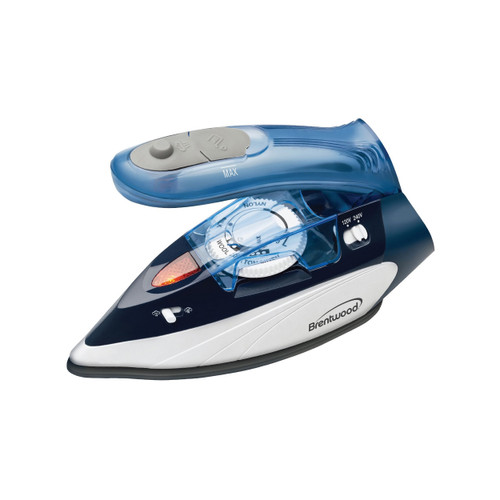 Brentwood 1100 Watt Dual Voltage Nonstick Travel Iron with Steam in Blue