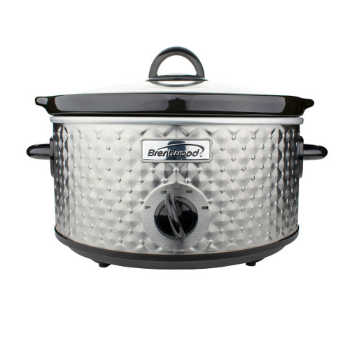 Brentwood 3.5 Quart Diamond Pattern Slow Cooker in Stainless Steel