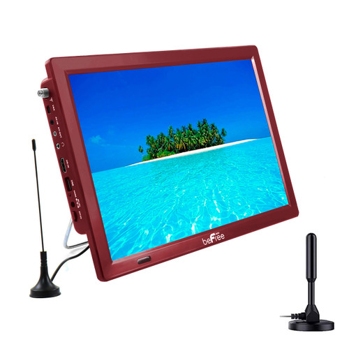 beFree Sound Portable Rechargeable 14 Inch LED TV w/ HDMI, SD/MMC, USB, VGA, AV In/Out and Built-in