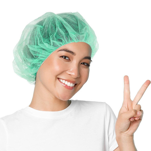 Disposable Hair Net for Men and Women 24", Pack of 100 Green Bouffant Hair Nets with Stretchy Edge,