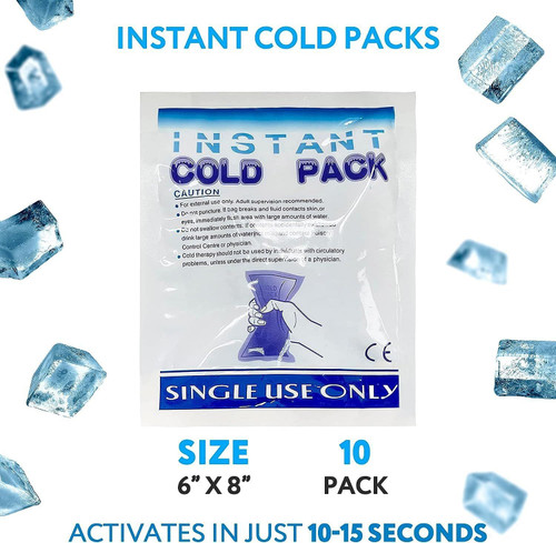 Instant Cold Packs for Injuries Disposable 6 x 8 Inch. 10 Pack Instant Cold Pack. Compact Instant I