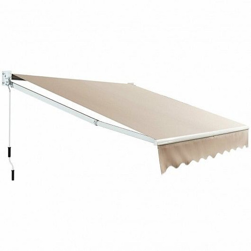 10 x 8.2 Feet Retractable Awning with Easy Opening Manual Crank Handle-Beige