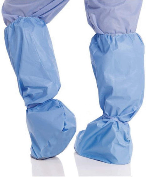 Disposable Boot Covers 18" Tall. Pack of 10 Blue Shoe Covers. PP 50 gsm Splash Proof Shoes Protecto