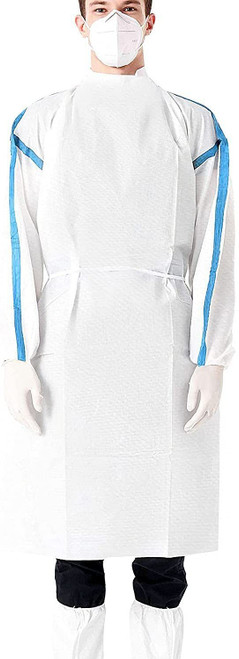 Disposable Gown 3X-Large. White Isolation Gown. 50 gsm Microporous Surgical Gowns with Tie Back Clo