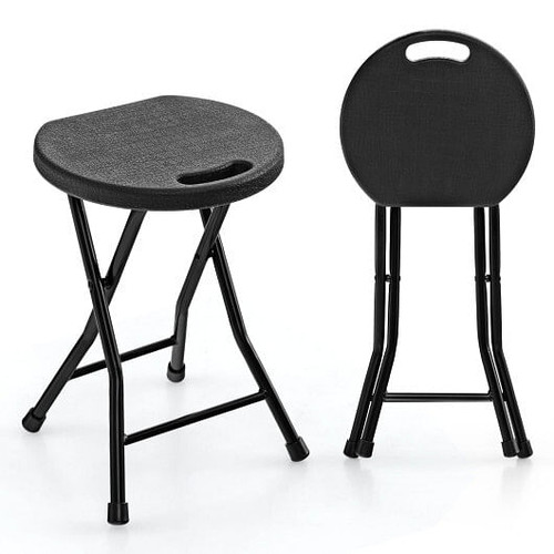 Set of 2 18 Inch Collapsible Round Stools with Handle