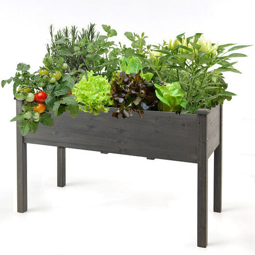 Wooden Raised Vegetable Garden Bed Elevated Grow Vegetable Planter-Natural