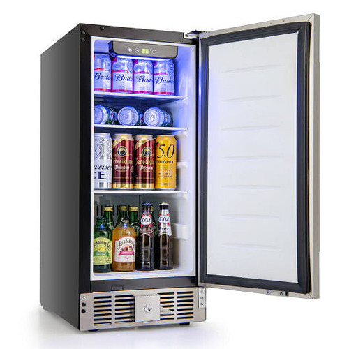 Compact Refrigerator with Adjustable Thermostat and Stainless Steel Door-Silver