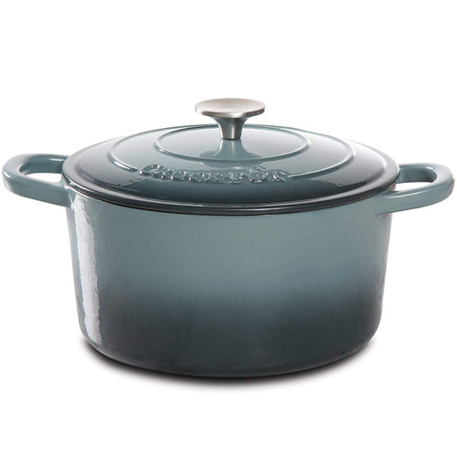 Crock Pot Artisan 5 Quart Round Enameled Cast Iron Dutch Oven in Slate Gray