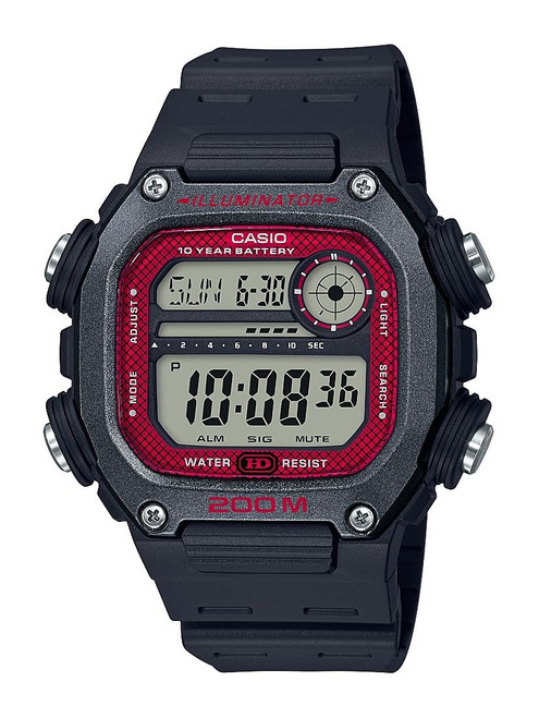 Casio Men's Multi Alarm Chrono Digital Black/Red Watch