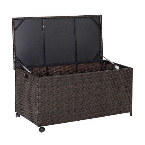 Outdoor Wicker Storage Box with Zippered Liner-133 Gallon