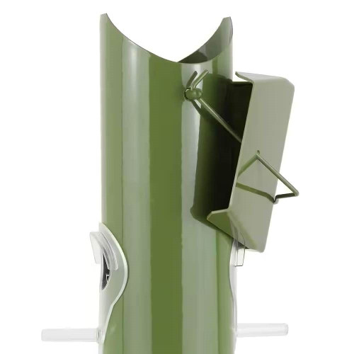 Outdoor Patio Garden 6-Perch Olive Green Metal Tube Bird Feeder