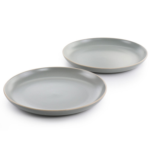 Gibson Home Rockaway 2 Piece 10.5 Inch Round Stoneware Dinner Plate Set in Matte Grey