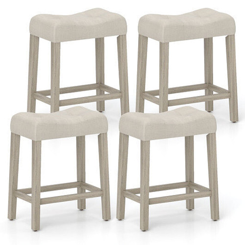 Set of 2/4 Upholstered Counter Height Bar Stool with Curved Saddle-Seat-Light Gray Set of 2/4 Upholstered Counter Height Bar Stool with Curved Saddle-Seat-Light Gray