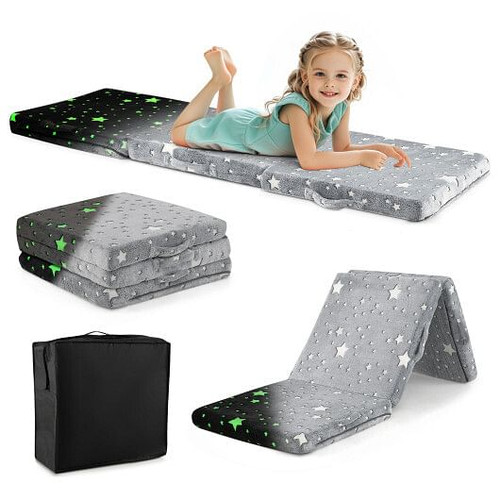 Foldable Floor Mattress for Kids with Washable Flannel Cover-Pink