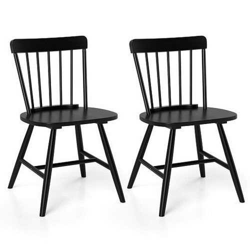 Farmhouse Kitchen Chair Set of 2 with Rubber Wood Frame-Natural
