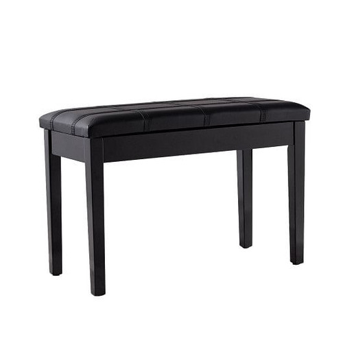 Solid Wood PU Leather Piano Double Duet Keyboard Bench-Brown