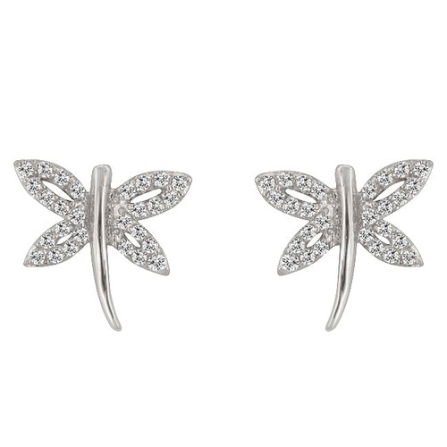 Cubic Zirconia Dragonfly Earrings