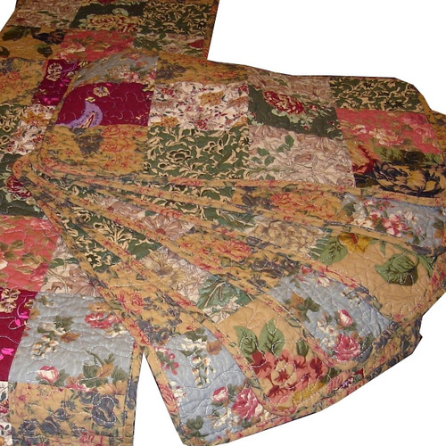 King 100% Cotton Floral Paisley Quilt Set w/ 2 Shams & 2 Pillows
