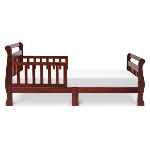 Cherry Modern Slatted Guard Rails Toddler Sleigh Bed Cherry Modern Slatted Guard Rails Toddler Sleigh Bed