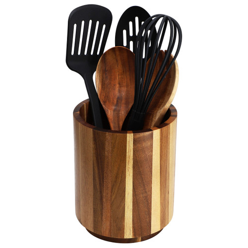 MegaChef Acacia Wood 360 Rotating Utensil Holder MegaChef Acacia Wood 360 Rotating Utensil Holder