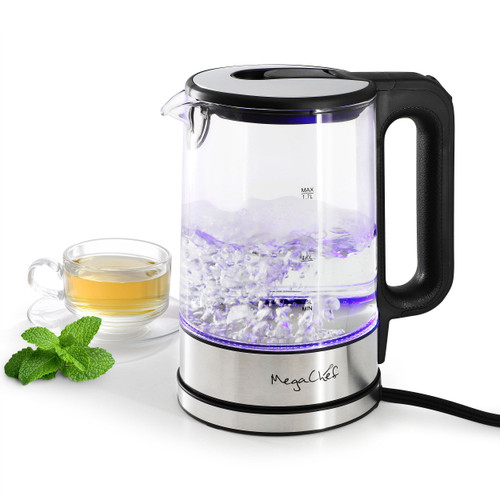 MegaChef 1.8 Quart Glass and Stainless Steel Electric Tea Kettle MegaChef 1.8 Quart Glass and Stainless Steel Electric Tea Kettle