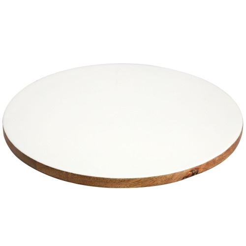 Gibson Home 14 Inch Wood Lazy Susan Serving Board in White