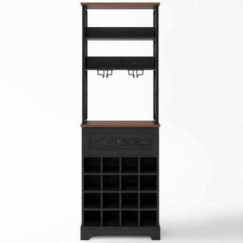 Black/Brown Wine Rack Kitchen Bar Storage Cabinet Shelf with Glass Holders Black/Brown Wine Rack Kitchen Bar Storage Cabinet Shelf with Glass Holders