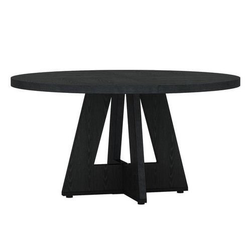 Modern Farmhouse 47-inch Round Kitchen Dining Table in Black Wood Finish Modern Farmhouse 47-inch Round Kitchen Dining Table in Black Wood Finish