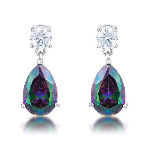 9|9.9Ct Rhodium Mystic Iridescent Teardrop Earrings 9|9.9Ct Rhodium Mystic Iridescent Teardrop Earrings