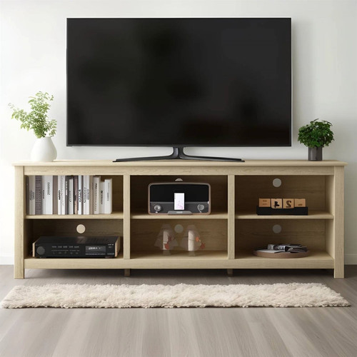 Farmhouse TV Stand in Light Oak Wood Finish - for TVs up to 70-inch Farmhouse TV Stand in Light Oak Wood Finish - for TVs up to 70-inch