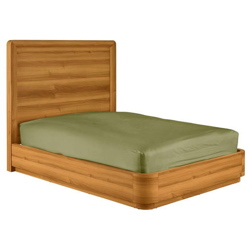 Queen Modern Wood Platform Bed Frame with Round Corners and Headboard