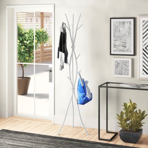 74-inch White Metal Coat Rack Entryway Hall Tree Umbrella Stand 74-inch White Metal Coat Rack Entryway Hall Tree Umbrella Stand