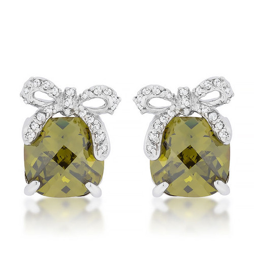 Olivine Drop Earrings with Bow