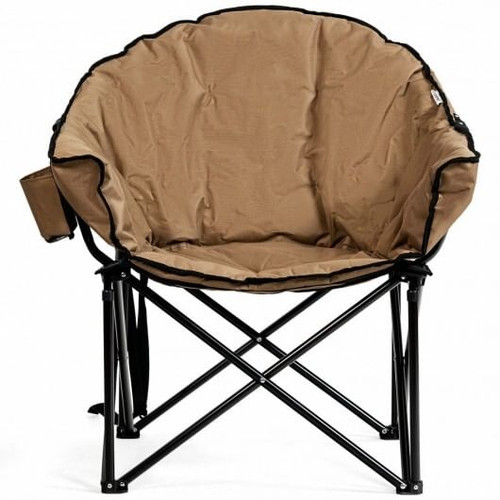 Folding Camping Moon Padded Chair with Carrying Bag-Gray