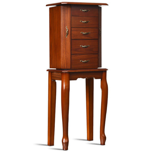 Standing Jewelry Box with 4 Drawers and 2 Side Doors-Black