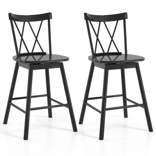 Set of 2 Windsor Bar Stool with Ergonomic Backrest and Footrests-29 inches