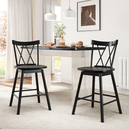 Set of 2 Windsor Bar Stool with Ergonomic Backrest and Footrests-29 inches