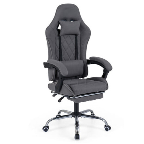Gaming Chair Height Adjustable Computer Chair with Headrest and Lumbar Support-Gray