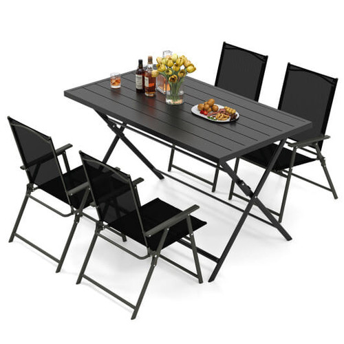 5-Piece Foldable Outdoor Dining Set for Backyard Garden Deck