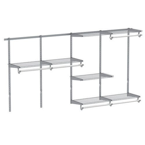 Closet System 4-8 FT Wall-Mounted Closet Shelves and Rod-Gray
