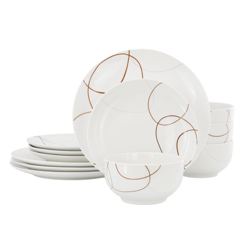 Elama Sydney 12 Piece Porcelain Dinnerware Set, Service for 4