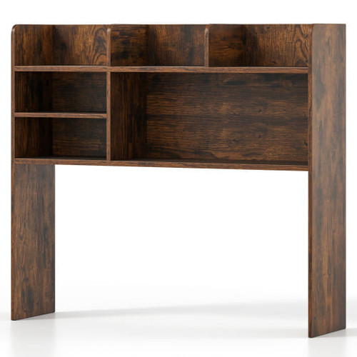 Desktop Bookshelf Countertop Storage Hutch with 6 Shelves-Rustic Brown
