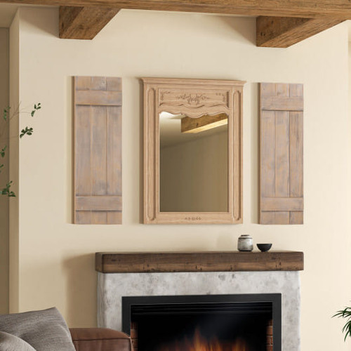 36 x 11 Inch Farmhouse Paulownia Wood Window Shutters Set of 2 for Windows-Dark Gray